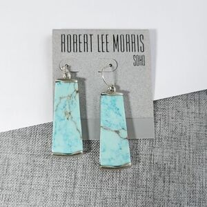 ROBERT LEE MORRIS Silver Turquoise Statement Drop Earrings Boho Chic